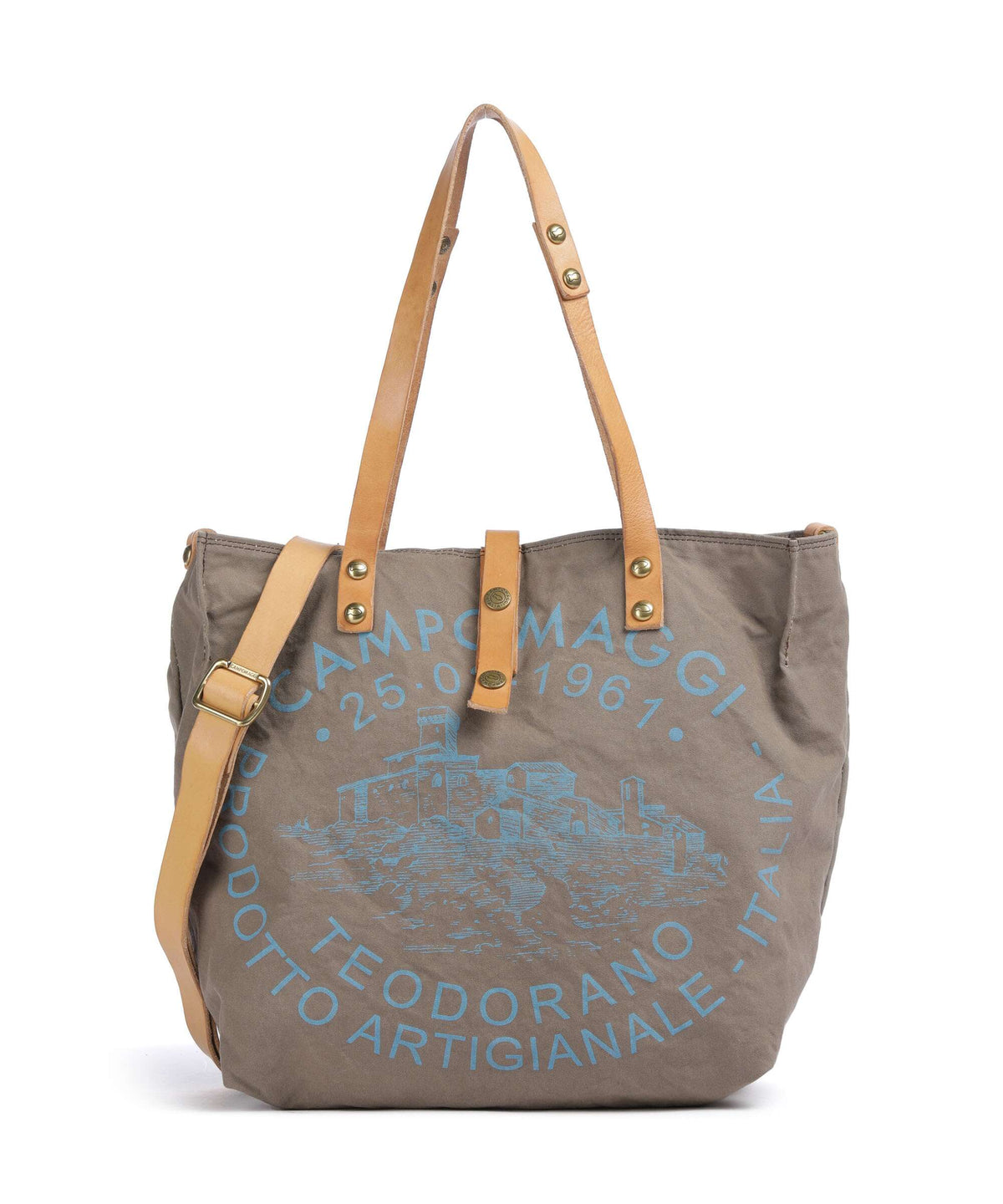 Campomaggi Tote bag verde militare/naturale/ceruleo