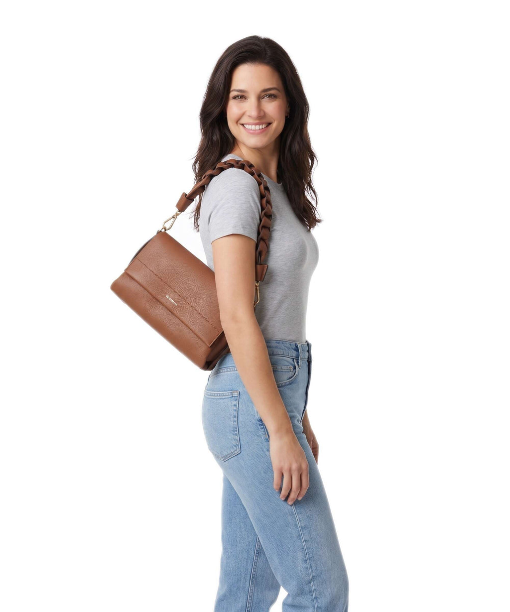 Coccinelle Boheme Grana Double Shoulder bag cognac/noir