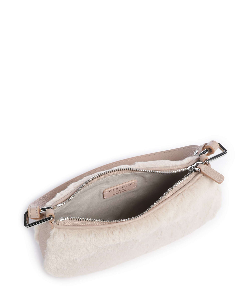 Coccinelle Merveille Synthetic fur Shoulder bag natural/rosette