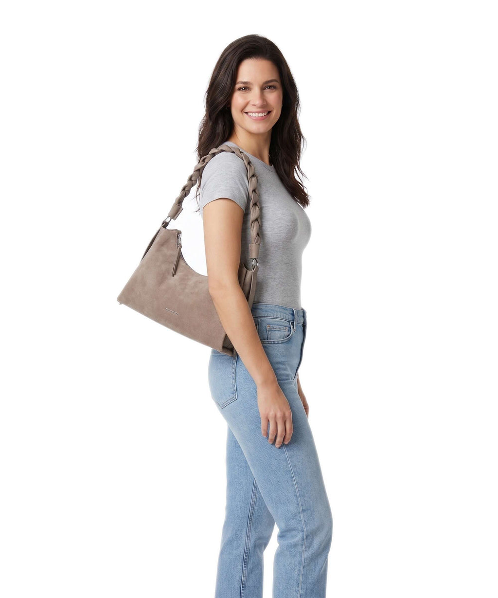 Coccinelle Boheme Suede Shoulder bag warm taupe