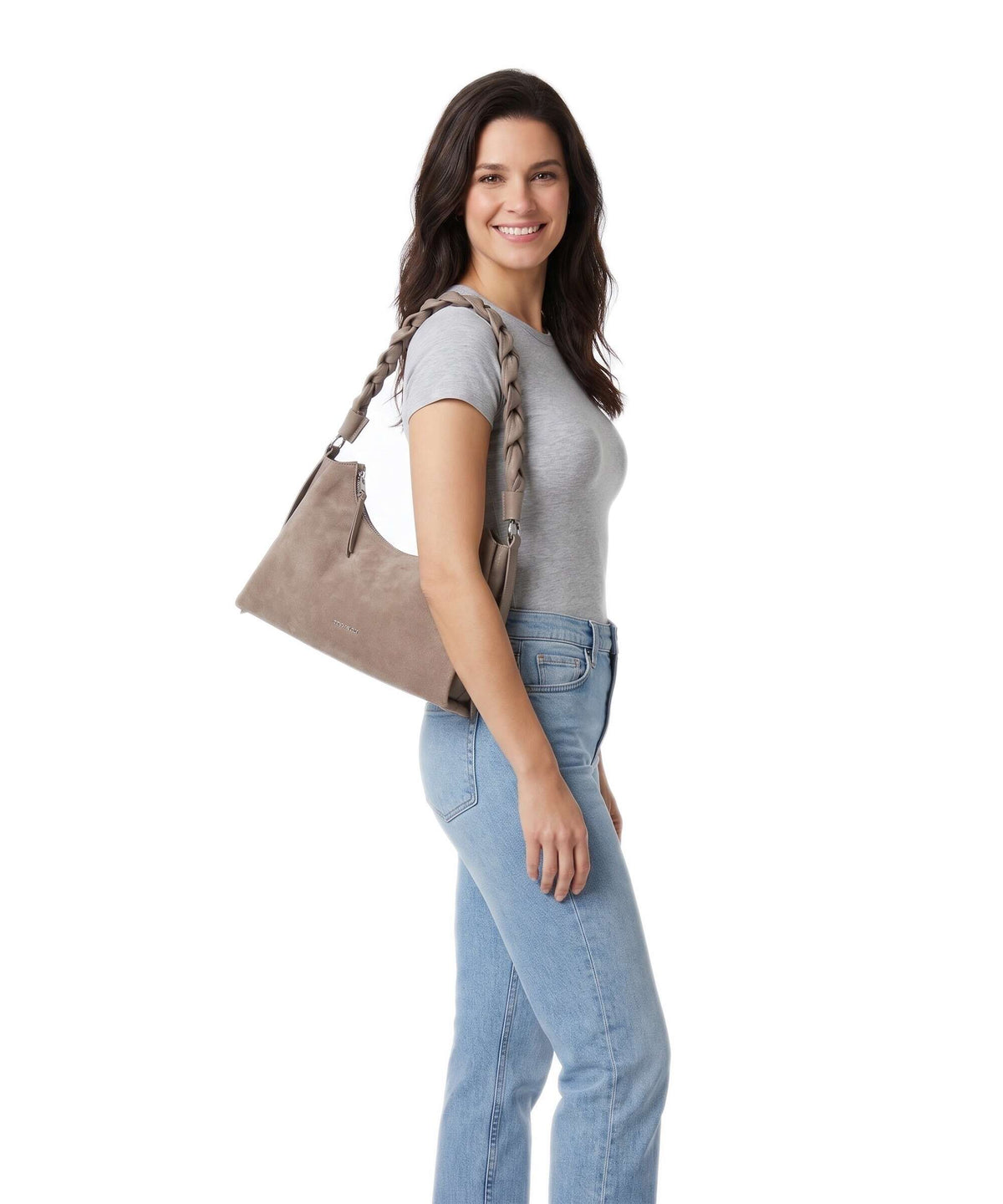 Coccinelle Boheme Suede Shoulder bag warm taupe