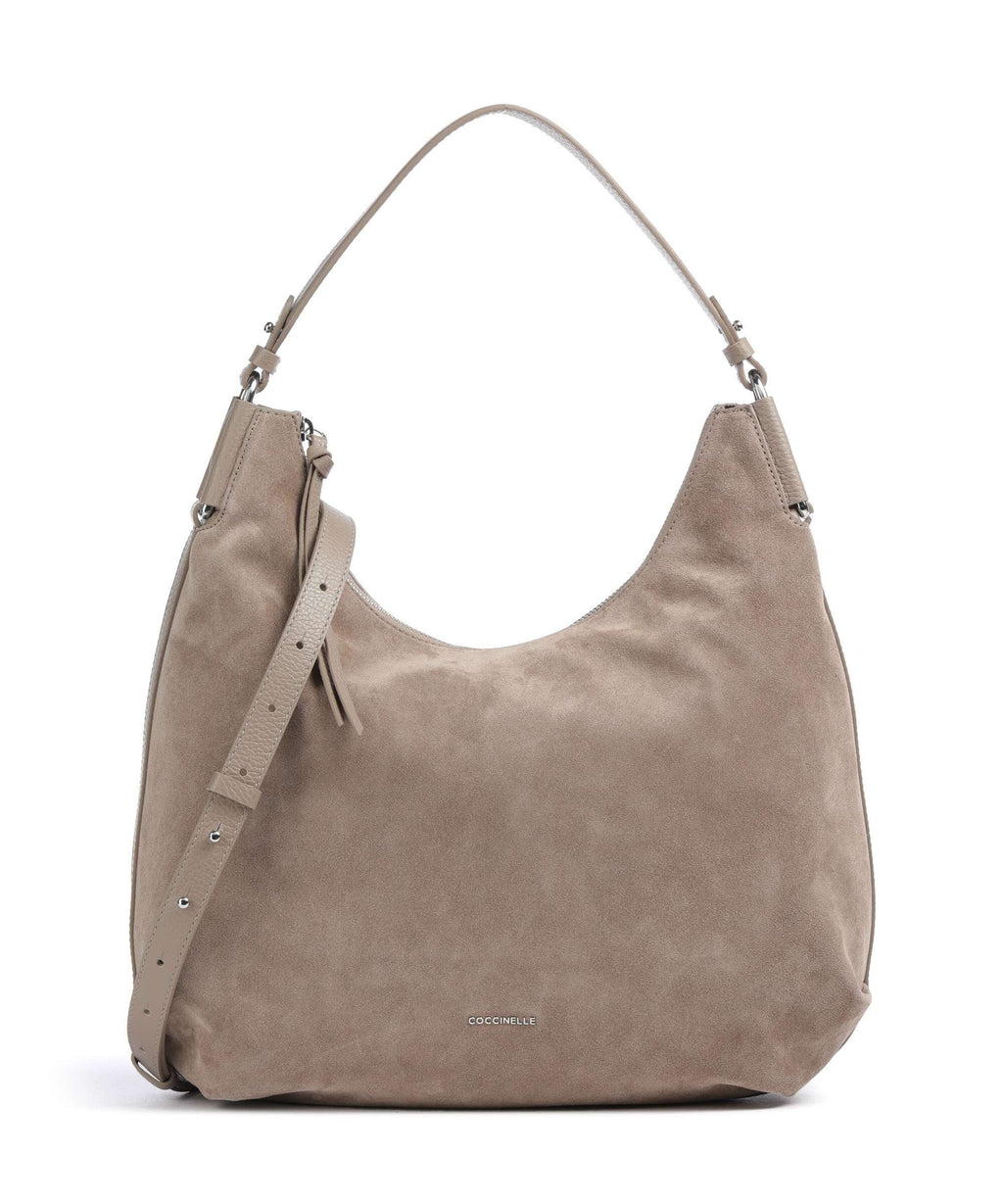 Coccinelle Rebekka Suede Hobo bag warm taupe
