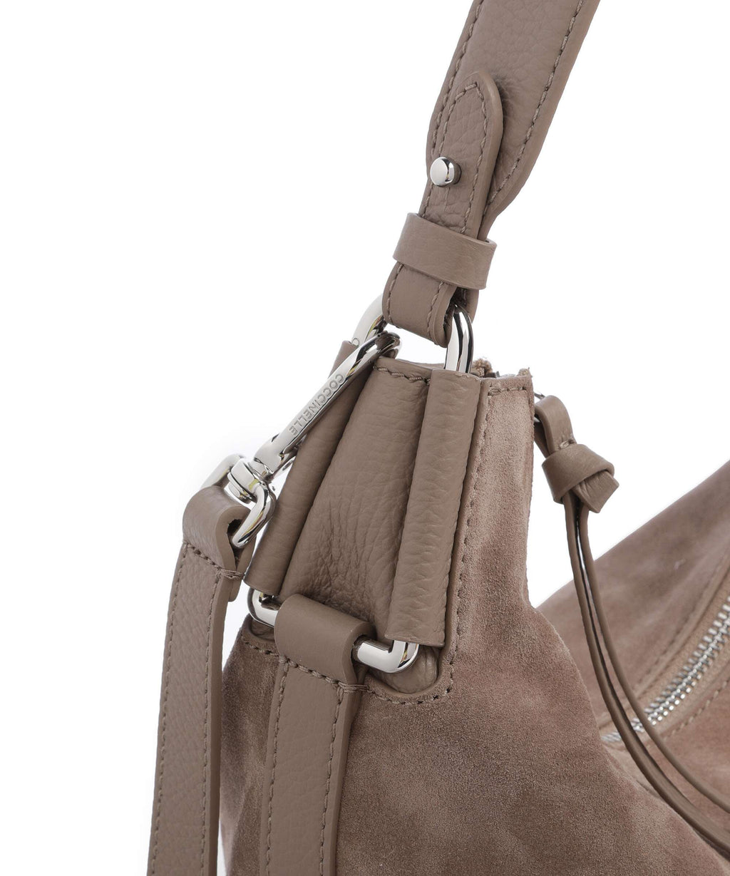 Coccinelle Rebekka Suede Hobo bag warm taupe