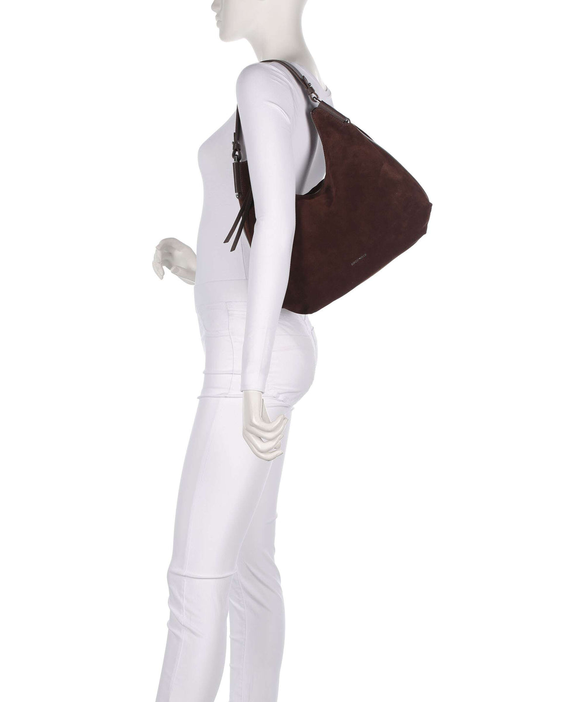 Coccinelle Rebekka Suede Hobo bag brunette