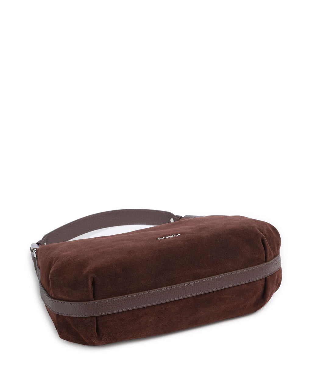 Coccinelle Rebekka Suede Hobo bag brunette