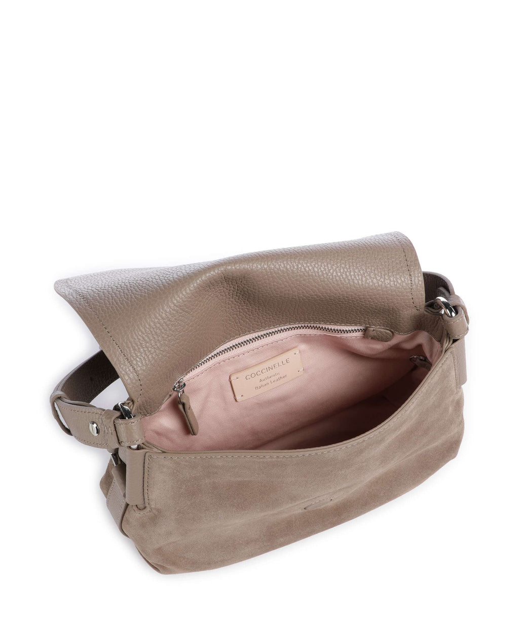 Coccinelle Rebekka Suede Crossbody bag warm taupe