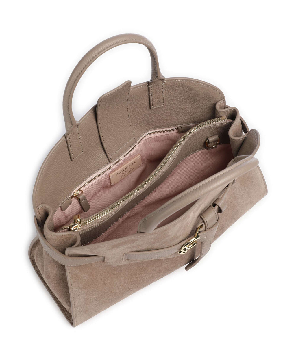 Coccinelle Sabine Suede Handbag warm taupe