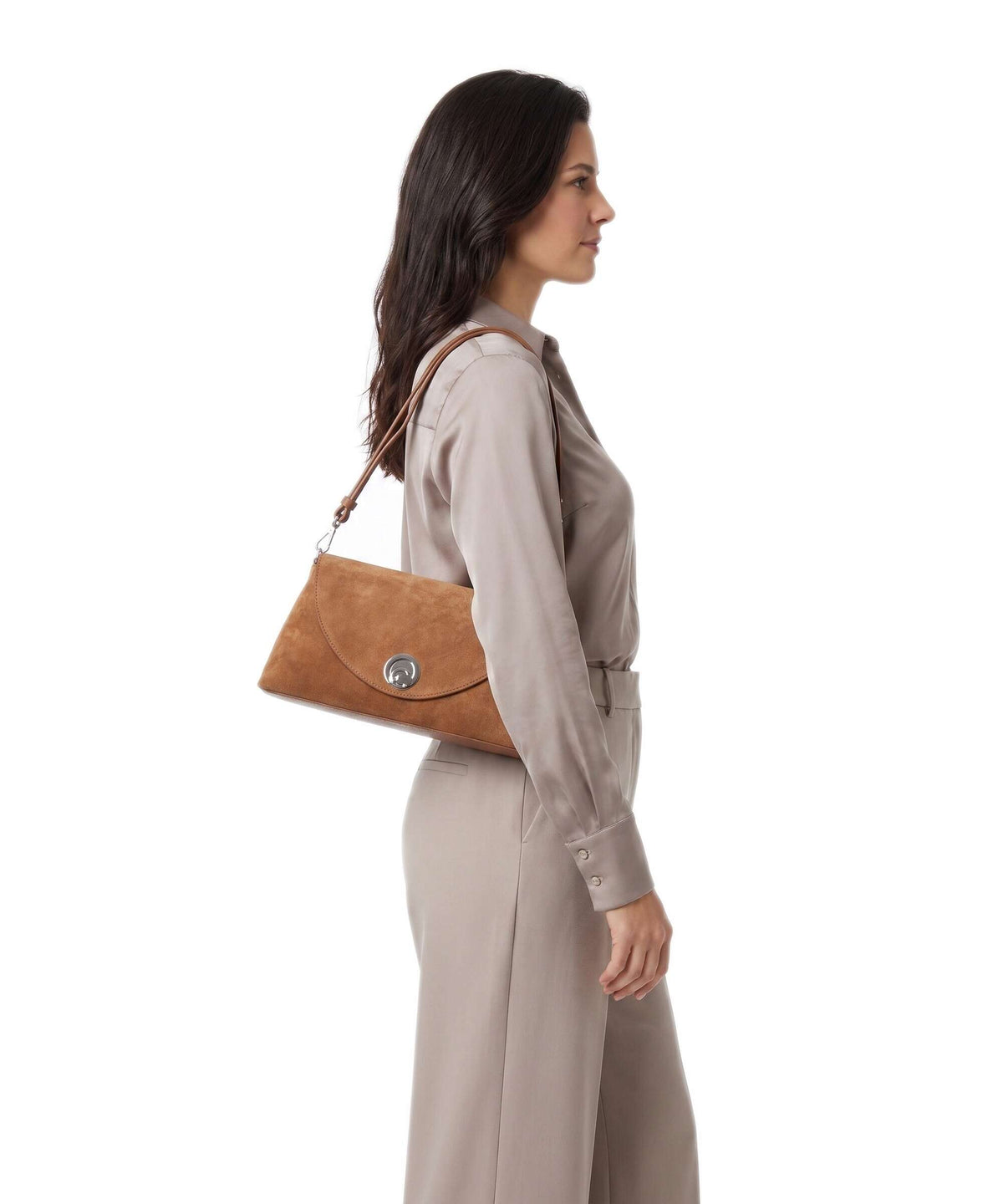 Coccinelle Nikla Suede Shoulder bag cognac