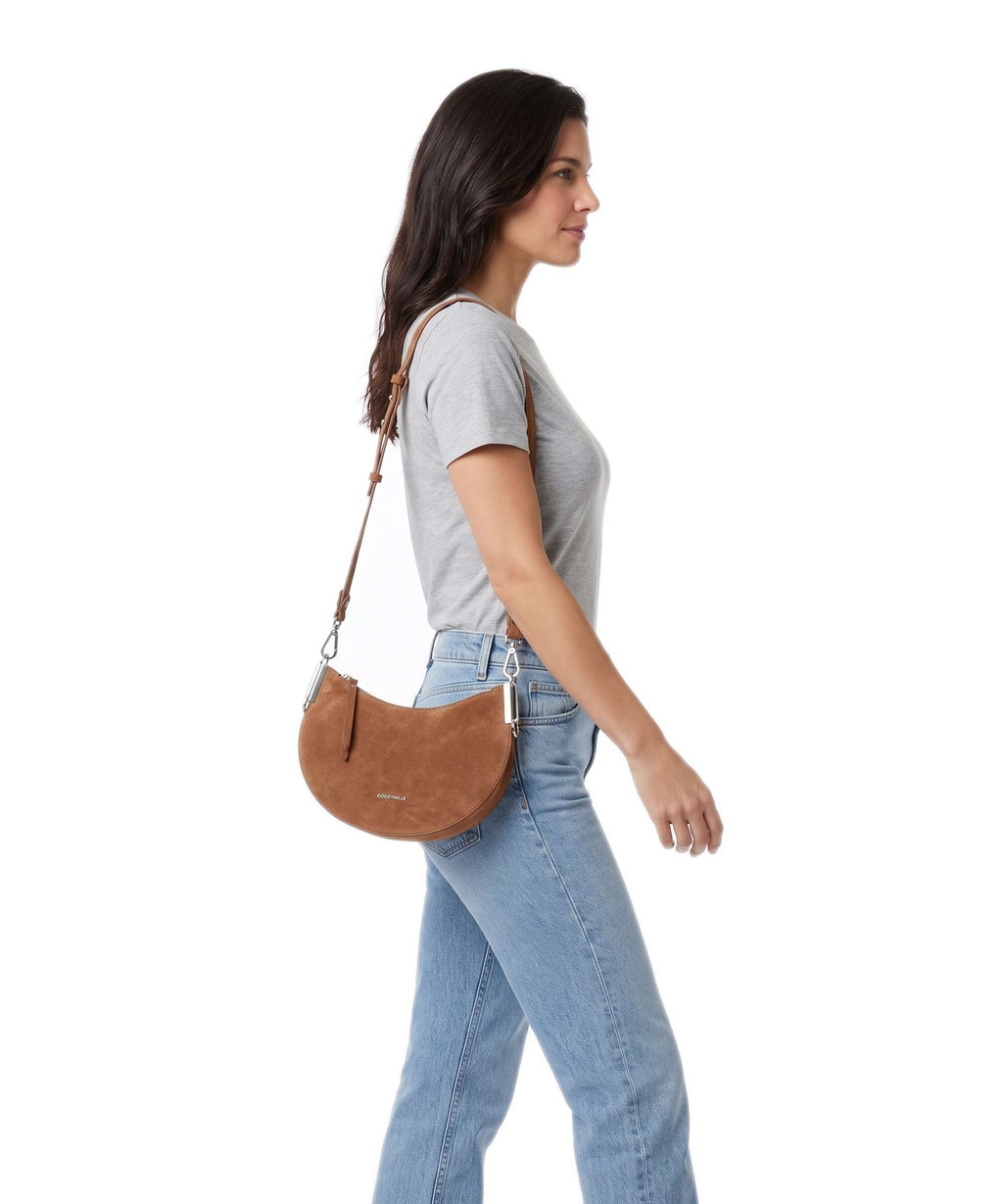 Coccinelle Sunup Suede Shoulder bag cognac