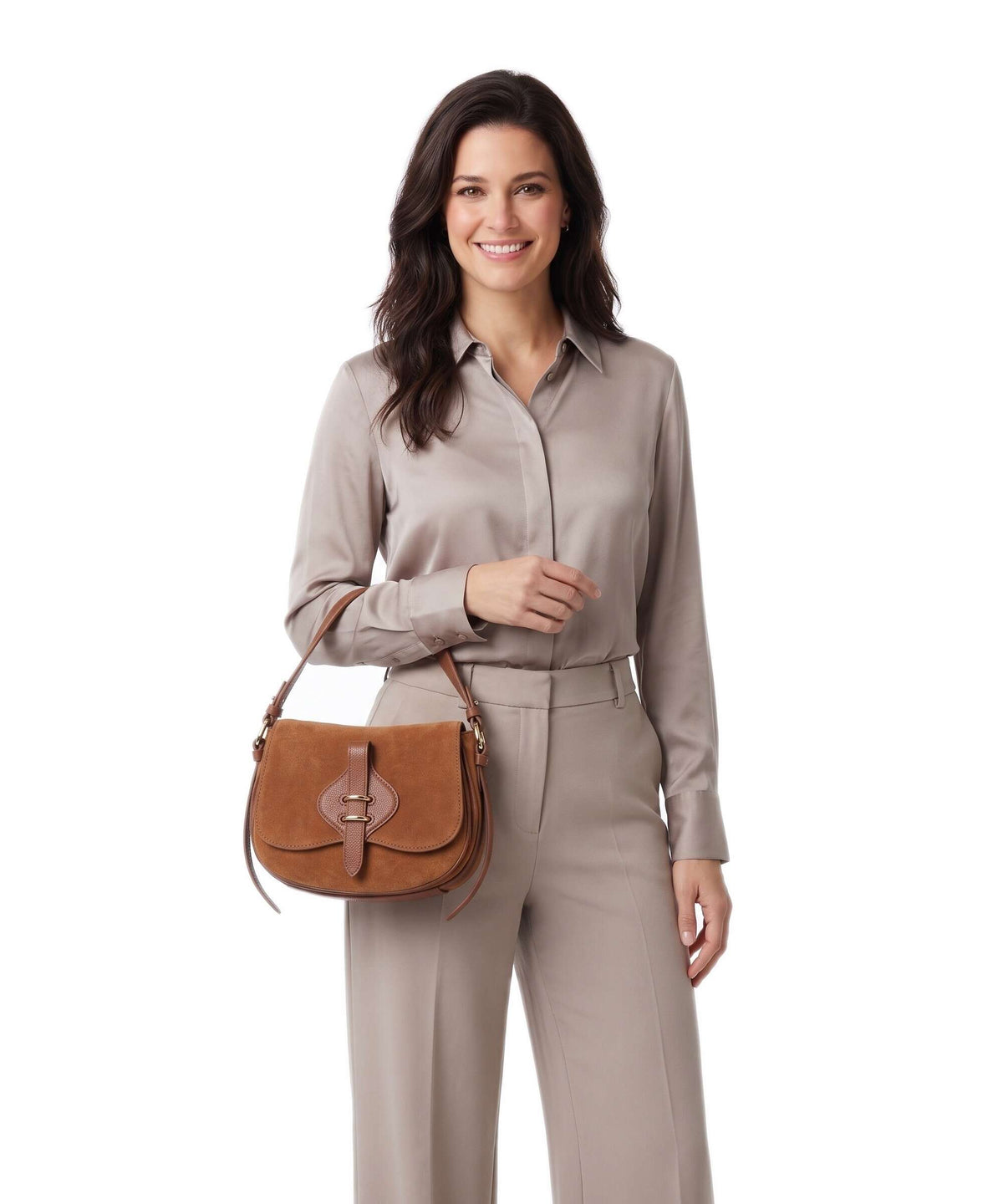 Coccinelle Mavery Suede Handbag cognac