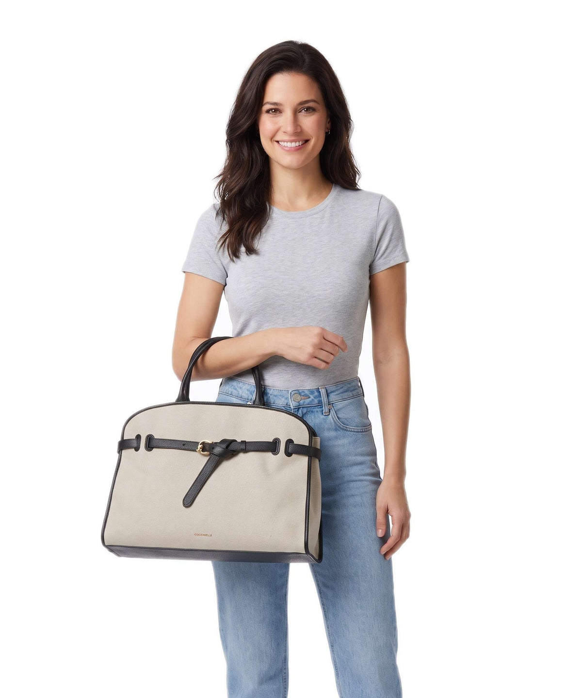 Coccinelle Sabine Canvas Handbag natural/noir