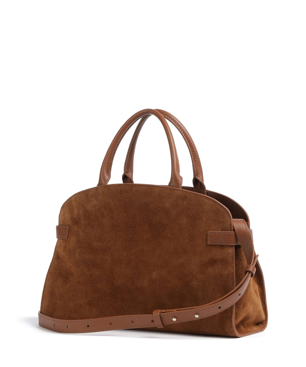 Coccinelle Sabine Suede Handbag cognac