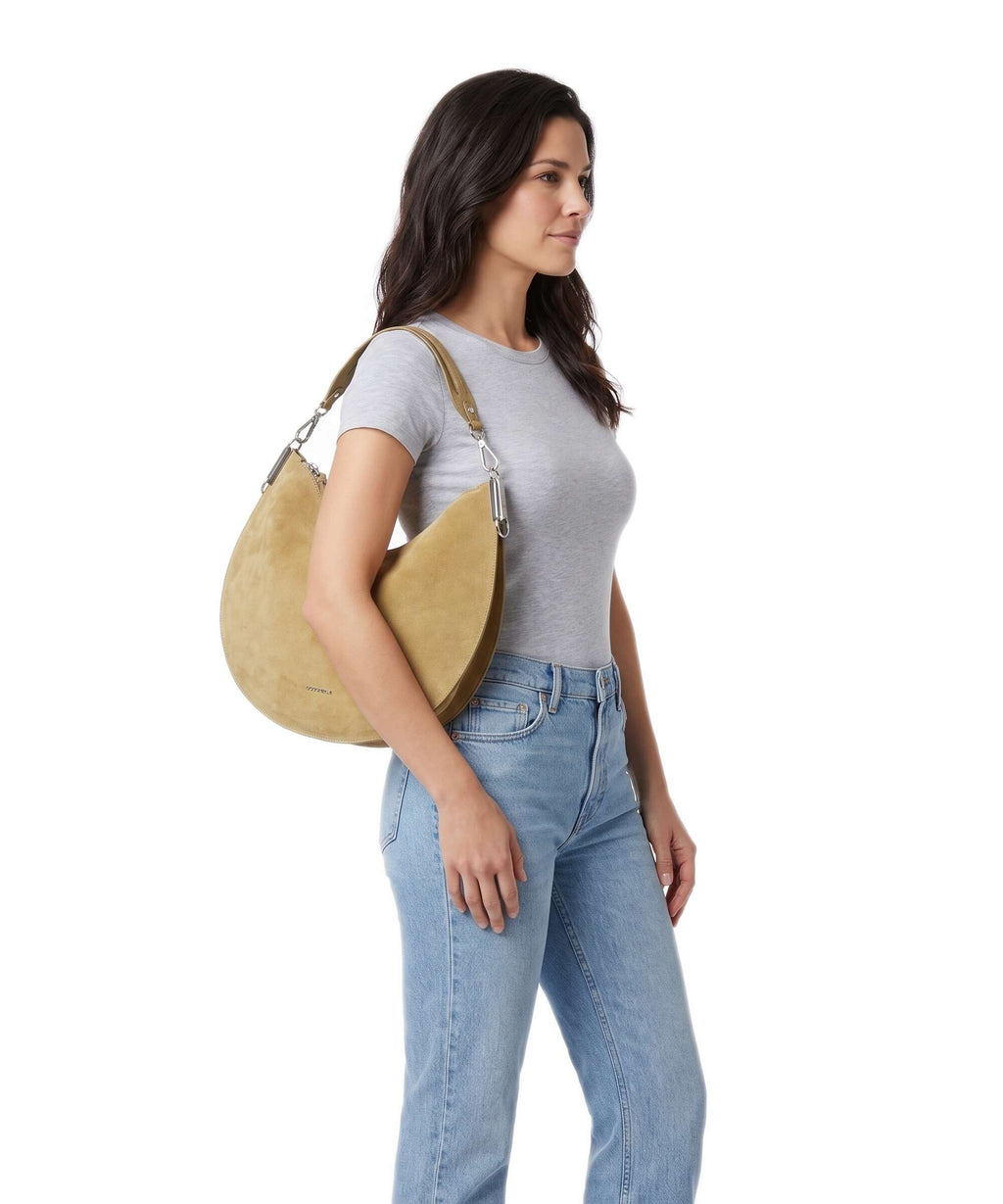 Coccinelle Sunup Suede Shoulder bag seagrass