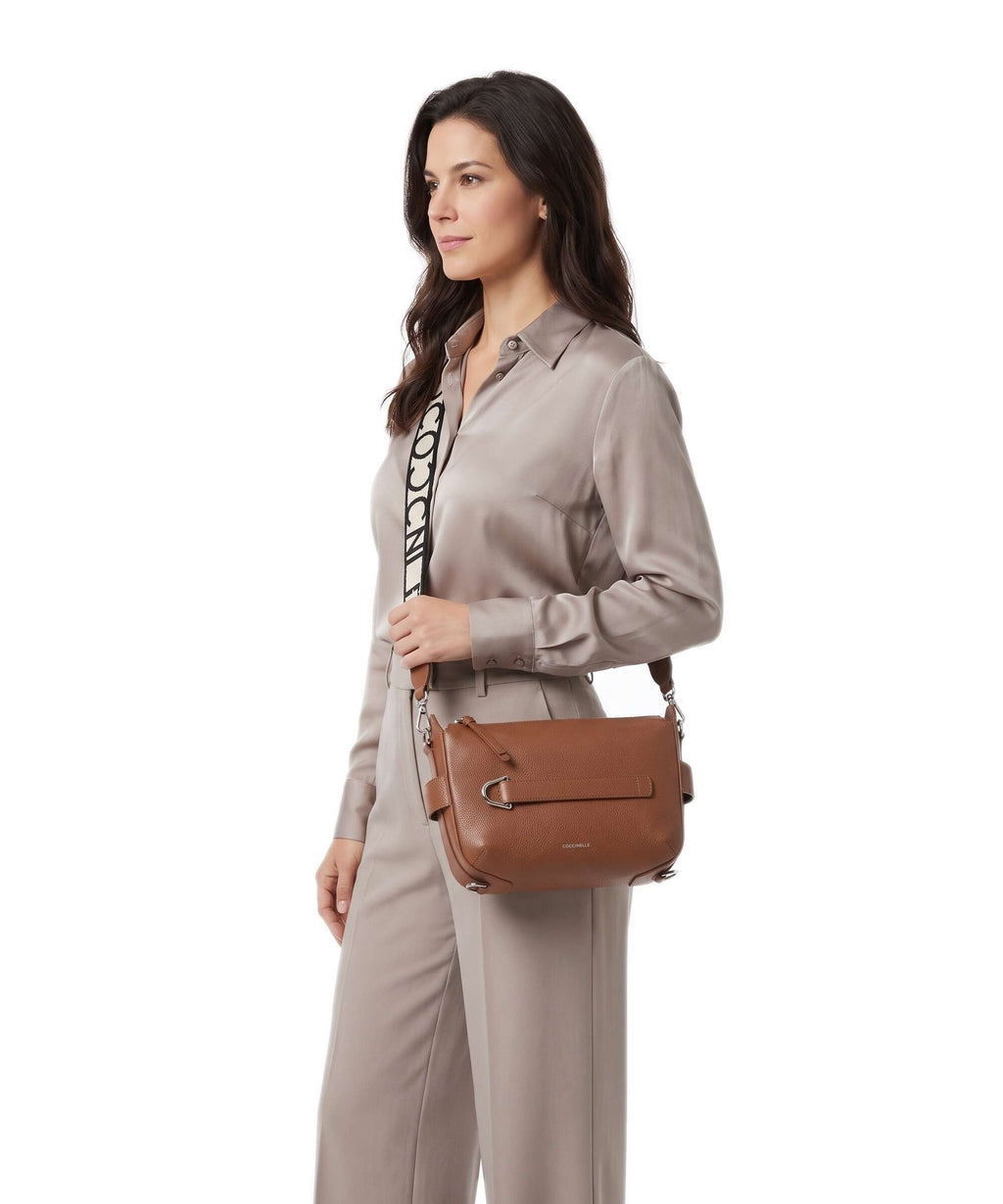 Coccinelle Gretel Ribbon Crossbody bag cognac