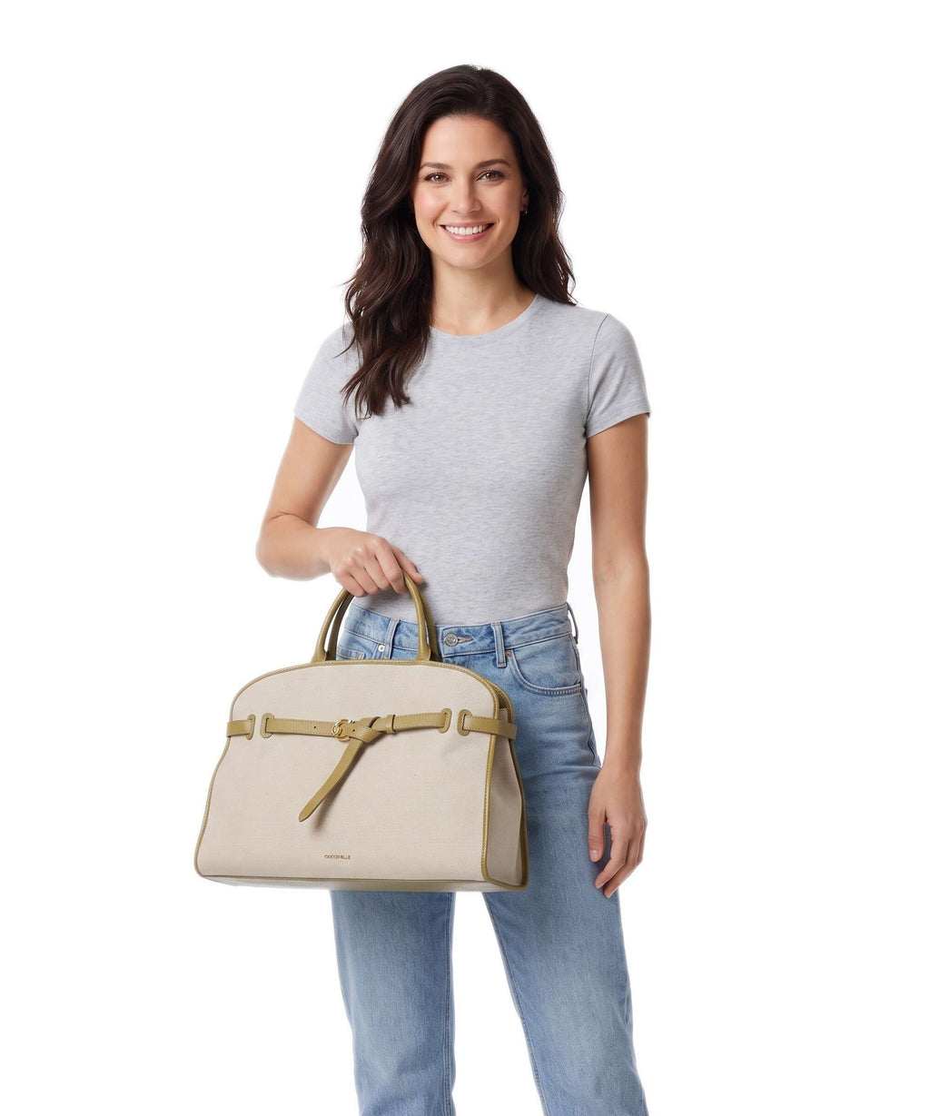 Coccinelle Sabine Canvas Handbag natural/seagrass