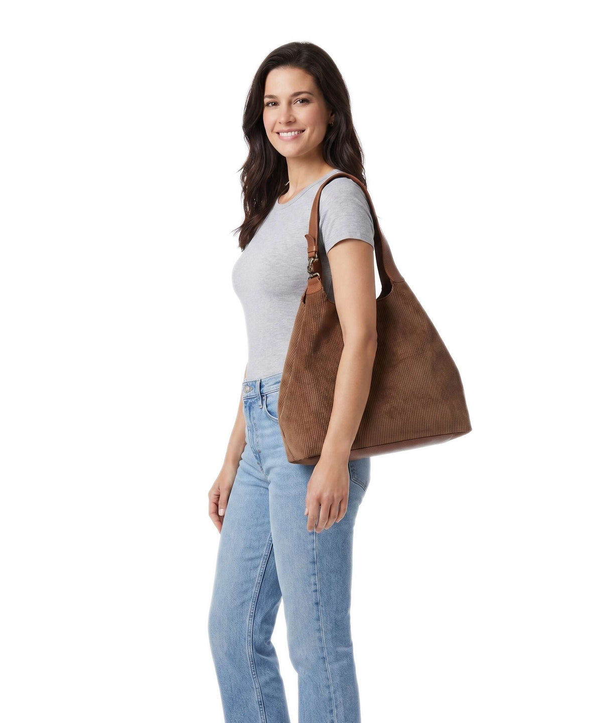 Coccinelle C-Easy Corduroy Tote bag cognac