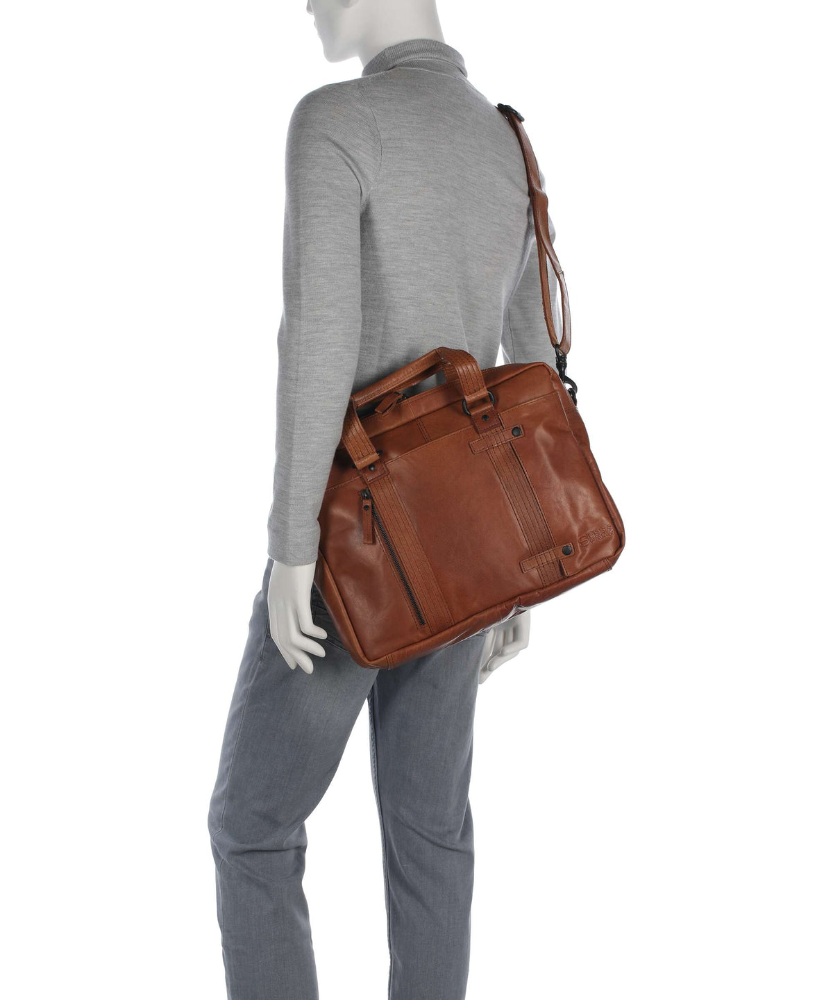 Spikes & Sparrow Bronco Dexter Briefcase brandy
