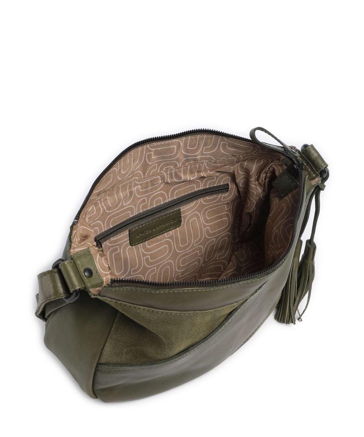 Spikes & Sparrow Suede Mix Lorain Crossbody bag green