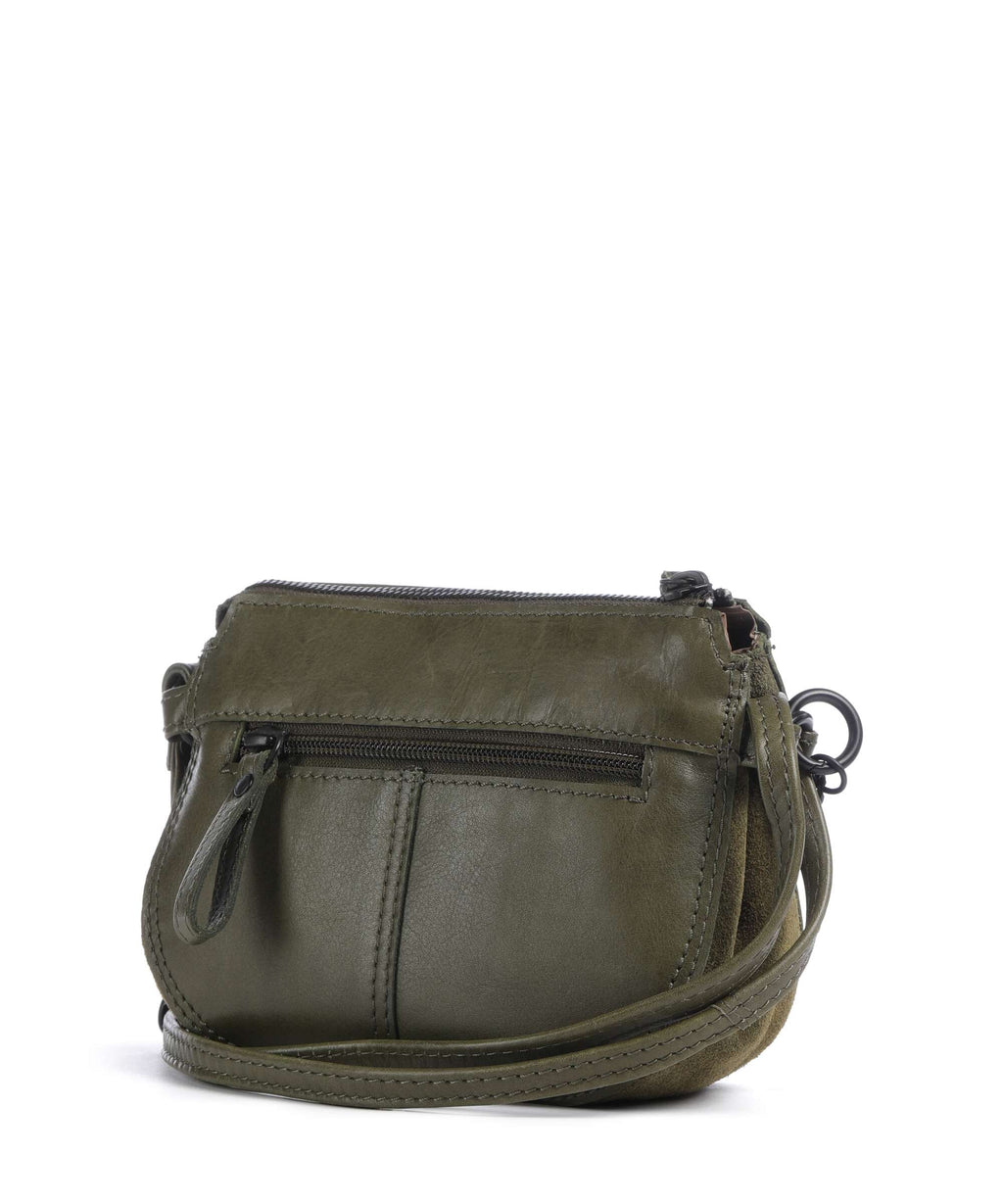 Spikes & Sparrow Suede Mix Delaine Crossbody bag green
