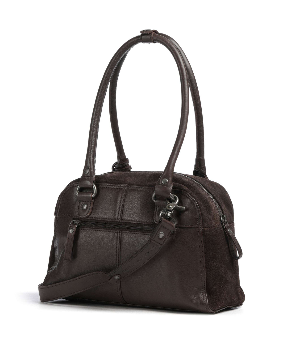 Spikes & Sparrow Suede Mix Sienna Shoulder bag dark brown