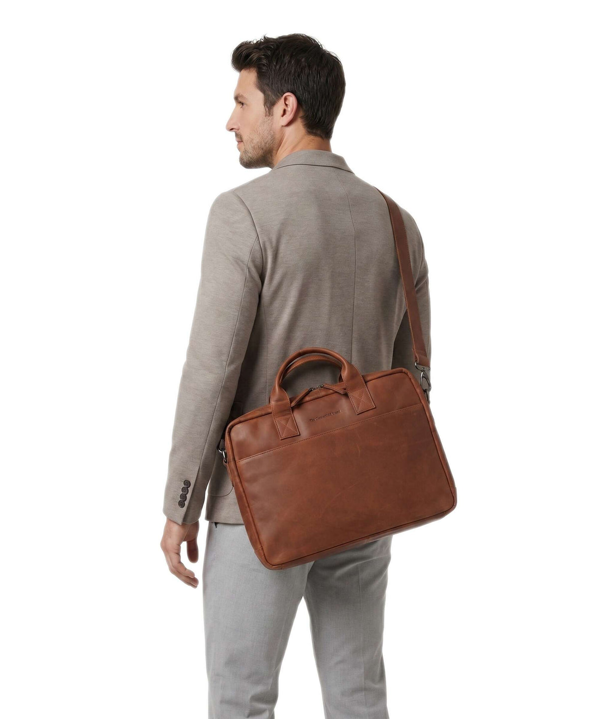 The Chesterfield Brand Cow Wax Pull Up Frazer Briefcase cognac