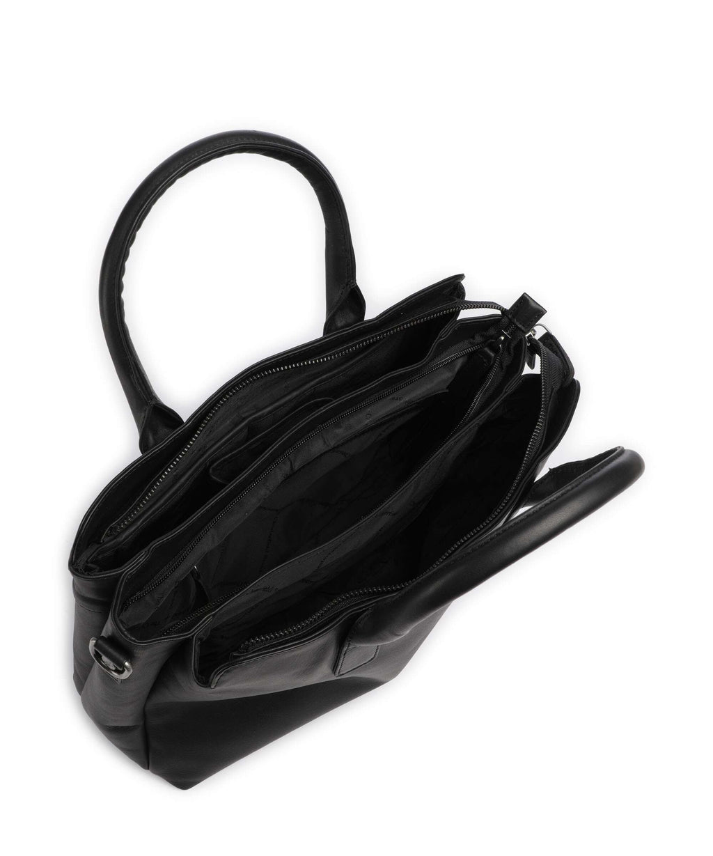 The Chesterfield Brand Wax Pull Up Cow Valmonte Handbag black