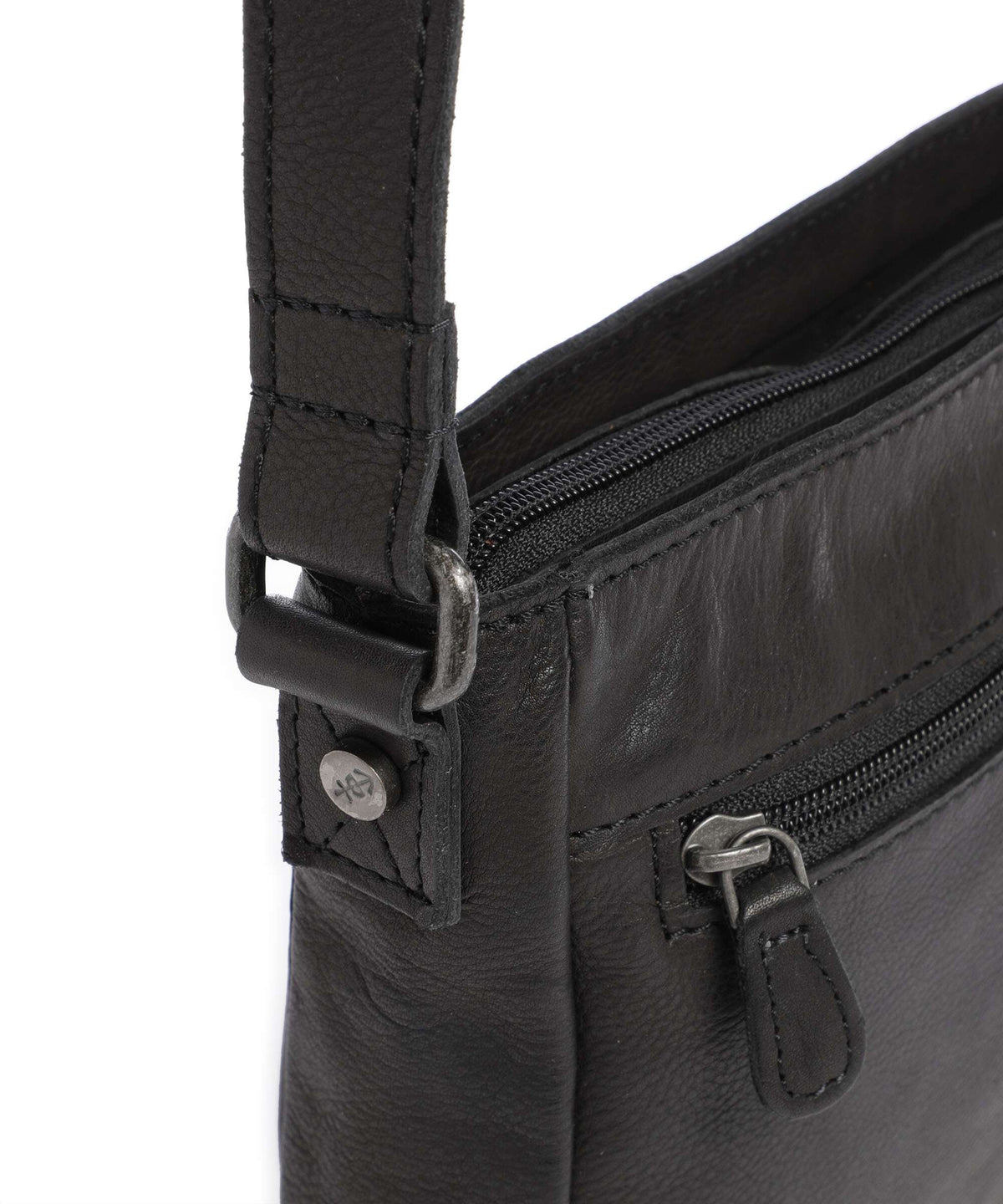 The Chesterfield Brand Washed Waxed Cow Aston Crossbody bag black