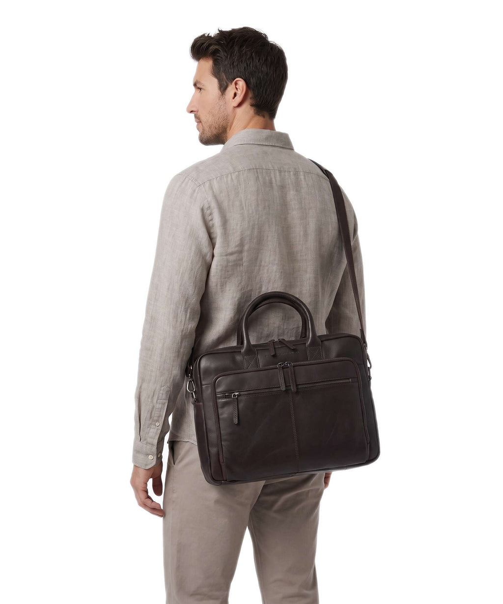 The Chesterfield Brand Wax Pull Up Cow Tacama Laptop bag brown