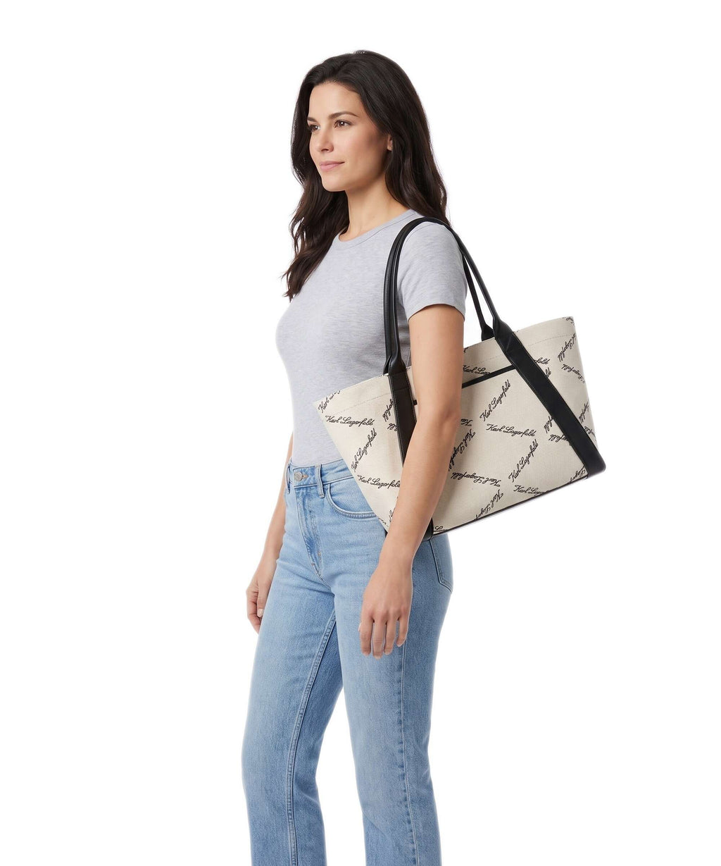 Karl Lagerfeld K/Ville Small Tote bag natural canvas/black
